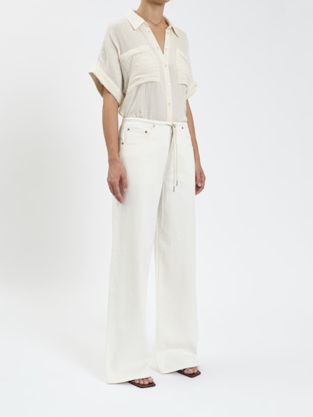Madison Mid Rise Wide Leg Jean- Milkshake