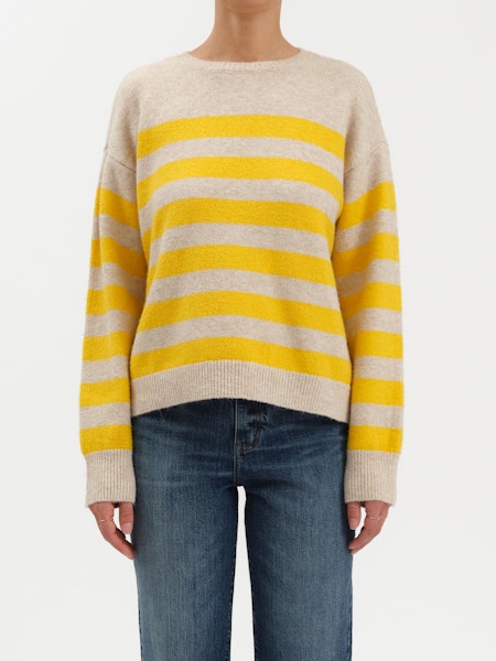 Carlyle Everyday Crewneck Sweater- Yellow | Relaxed Fit Boutique Knit Pullover