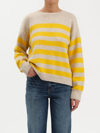 Carlyle Everyday Crewneck Sweater- Yellow | Relaxed Fit Boutique Knit Pullover
