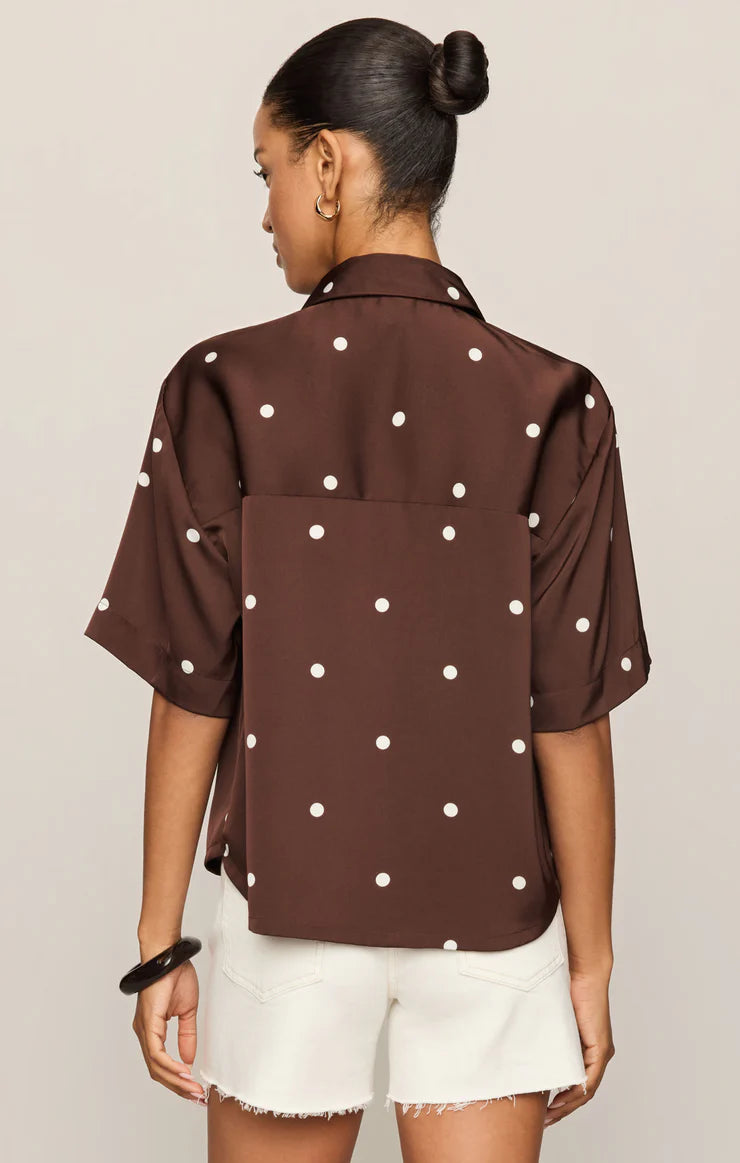 Mari Satin Button Up Top