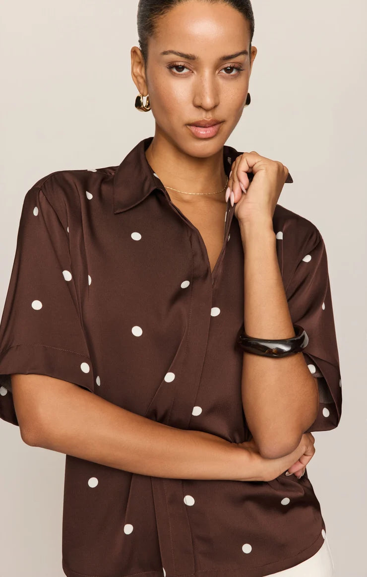 Mari Satin Button Up Top