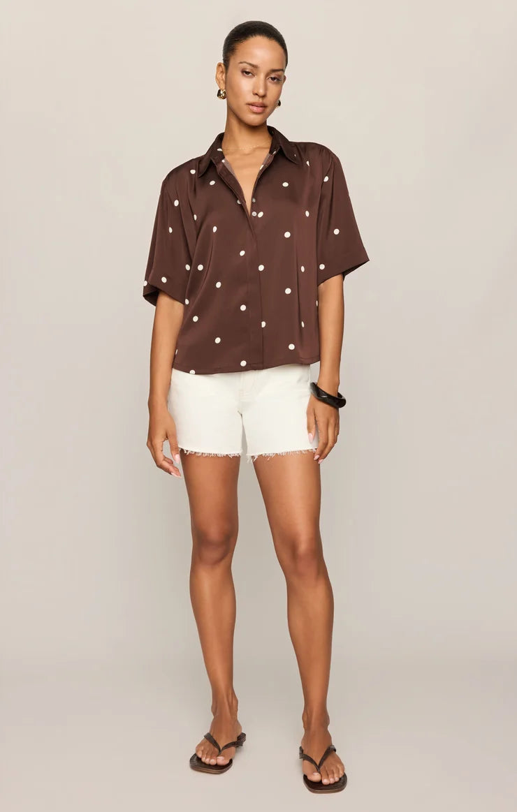 Mari Satin Button Up Top
