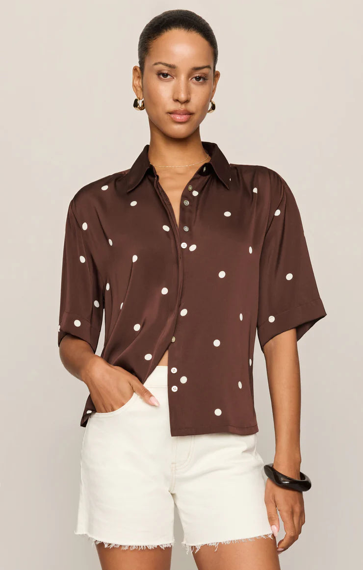 Mari Satin Button Up Top