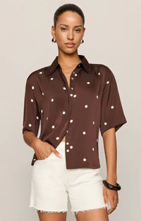 Mari Satin Button Up Top