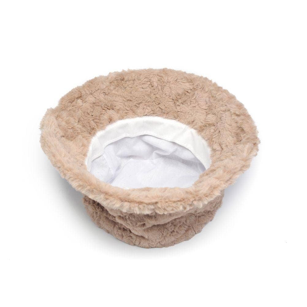 Faux Fur Bucket Hat: Latte