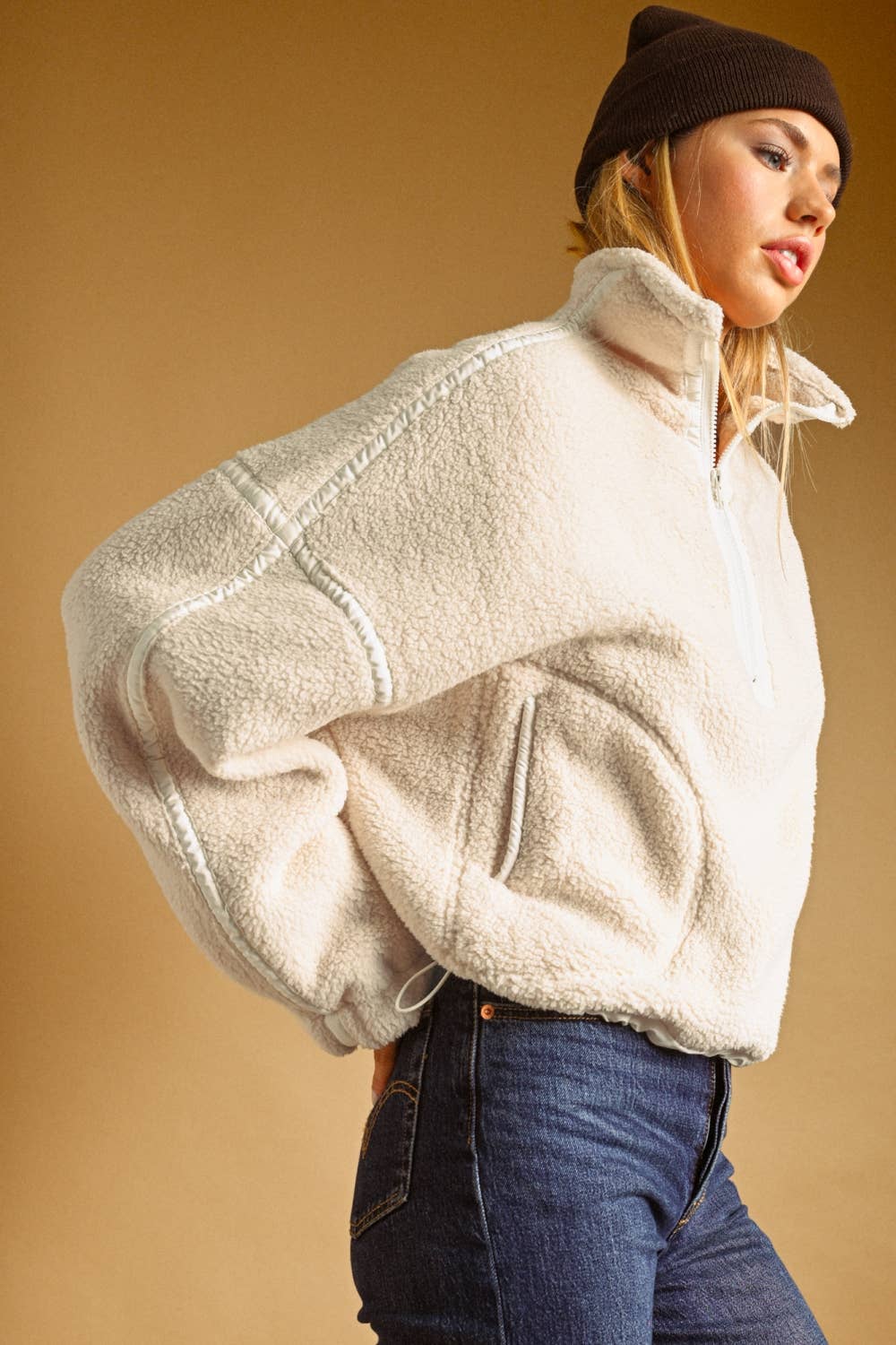 T7388   HALF ZIP UP SHERPA PULLOVER
