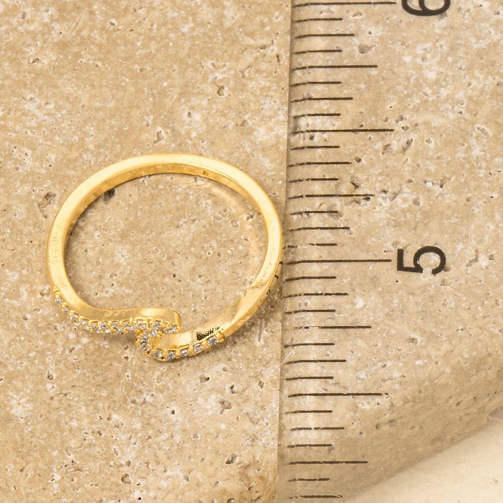 Delicate Studded Wave Ring