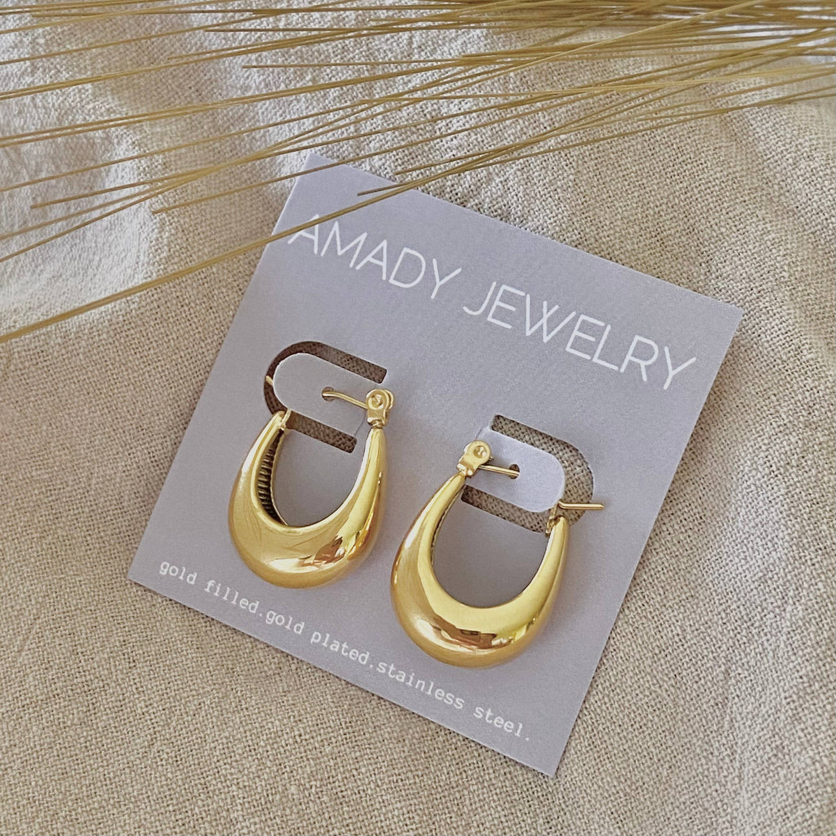 U Shaped Hoop Earrings 18k Gold Plated