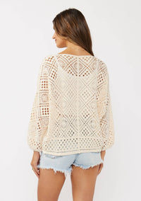 Jessa Crochet Sweater | Surplice Crochet Knit Sweater for Women