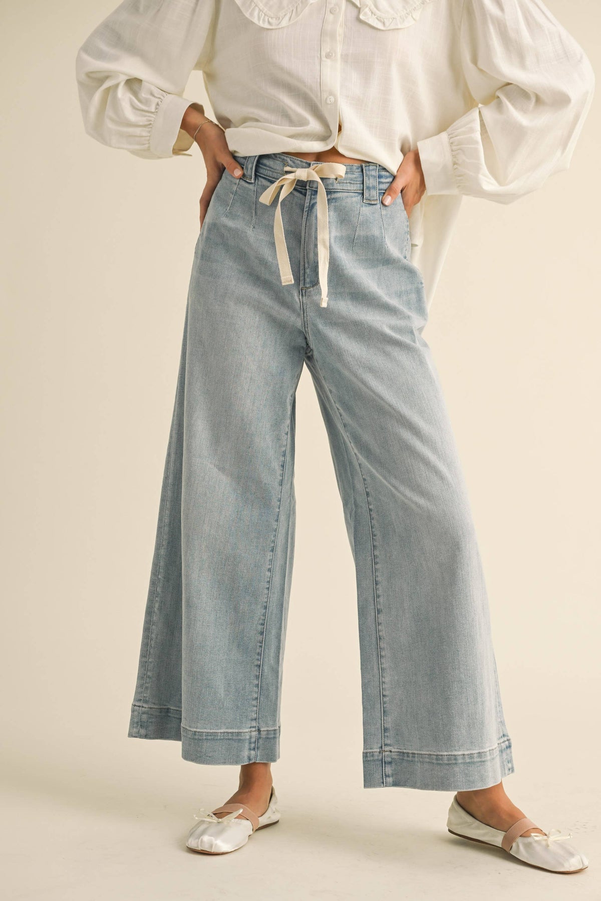 Tie Front Denim Pants