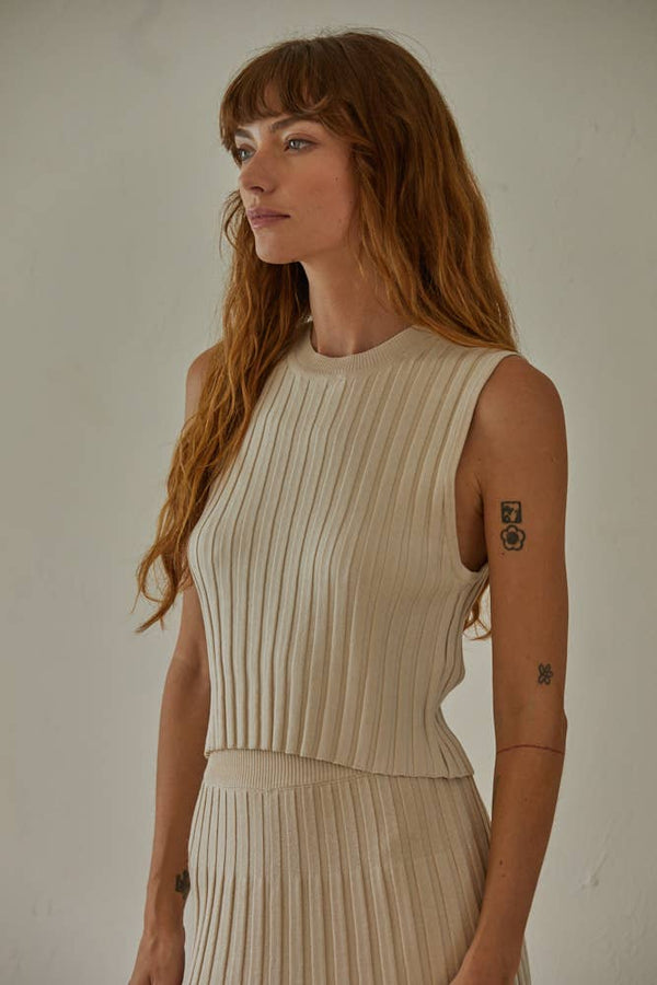 Mia Ribbed Sweater Sleeveless Top
