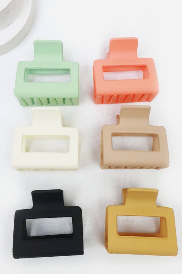 Small Matte Cut Out Rectangle Hair Claw Clip