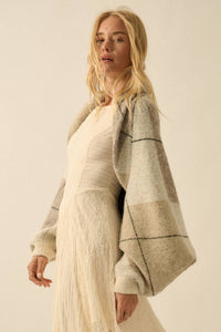 Argyle Jacquard-Knit Shrug Cardigan