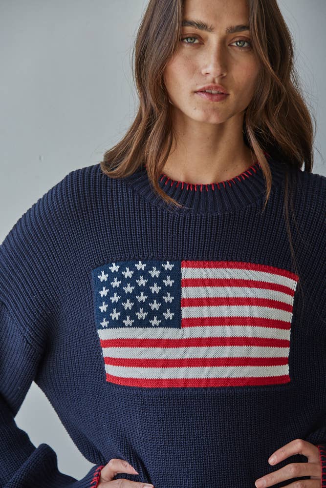 Crewneck American Flag Sweater