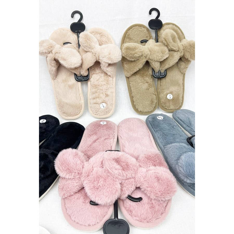 Soft Tone Bow Cozy Slipper