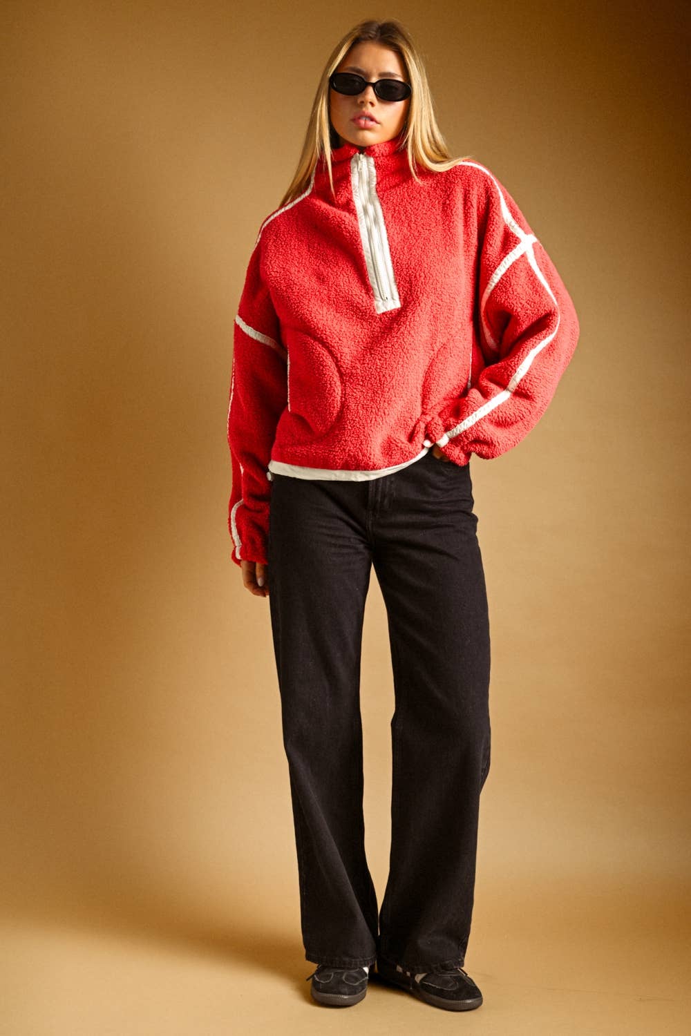 T7388   HALF ZIP UP SHERPA PULLOVER