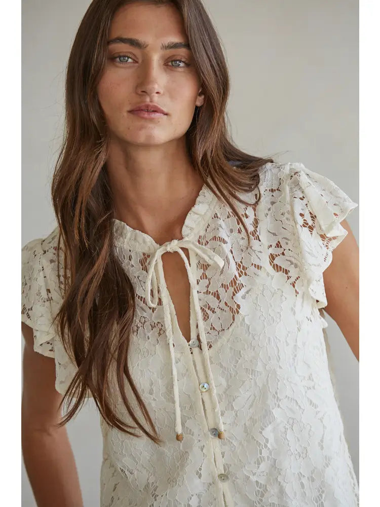 Midge Lace Button Down Blouse