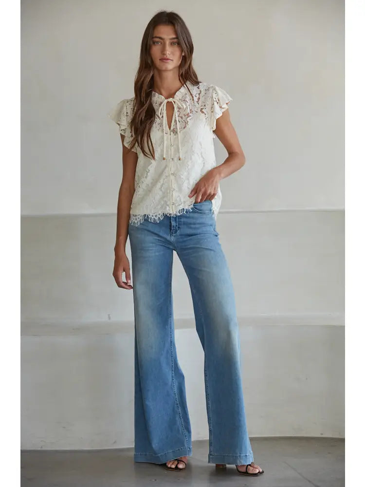Midge Lace Button Down Blouse