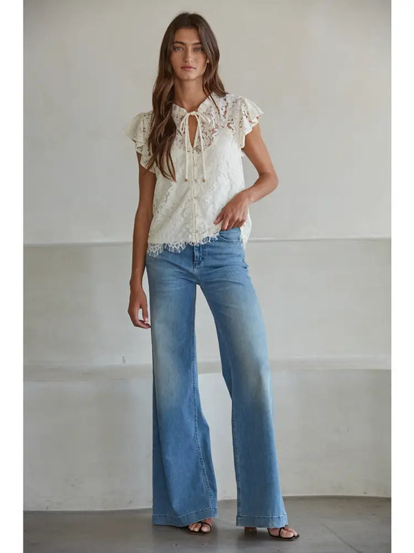 Midge Lace Button Down Blouse