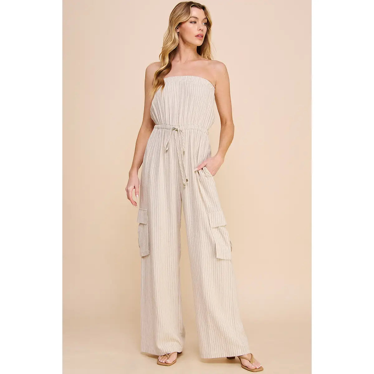 Brooke Strapless Linen Jumpsuit