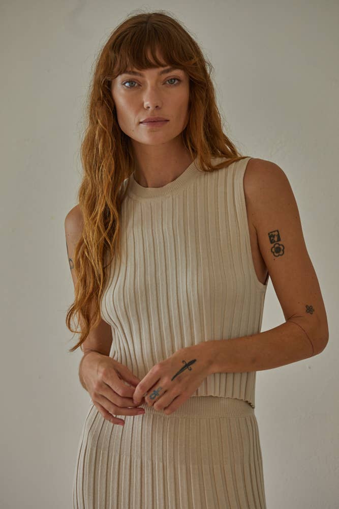 Mia Ribbed Sweater Sleeveless Top