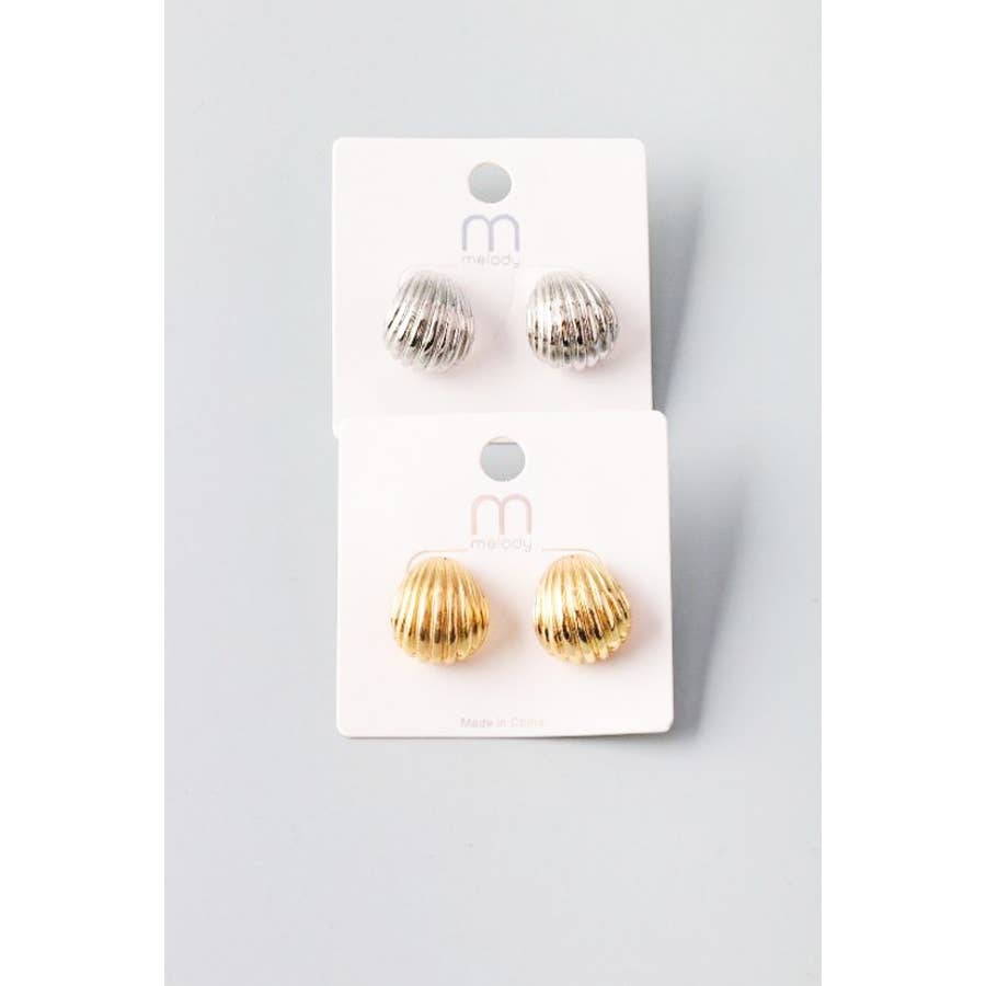 Metal Shell Button Earrings