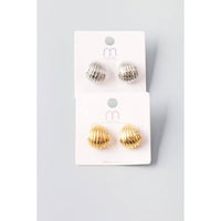 Metal Shell Button Earrings