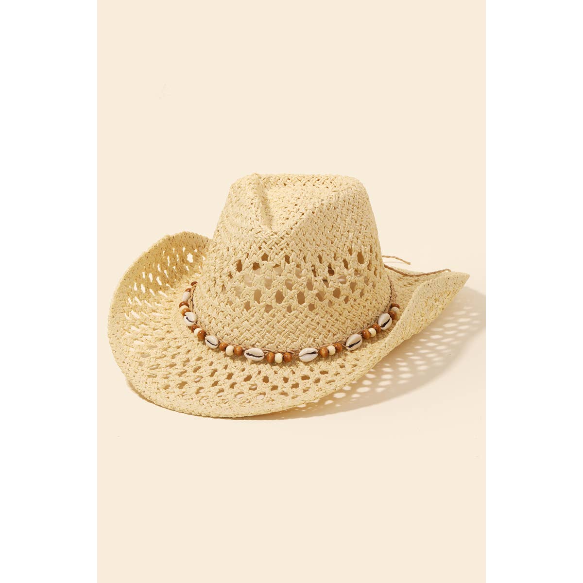 Cowrie Shell Beaded Straw Hat