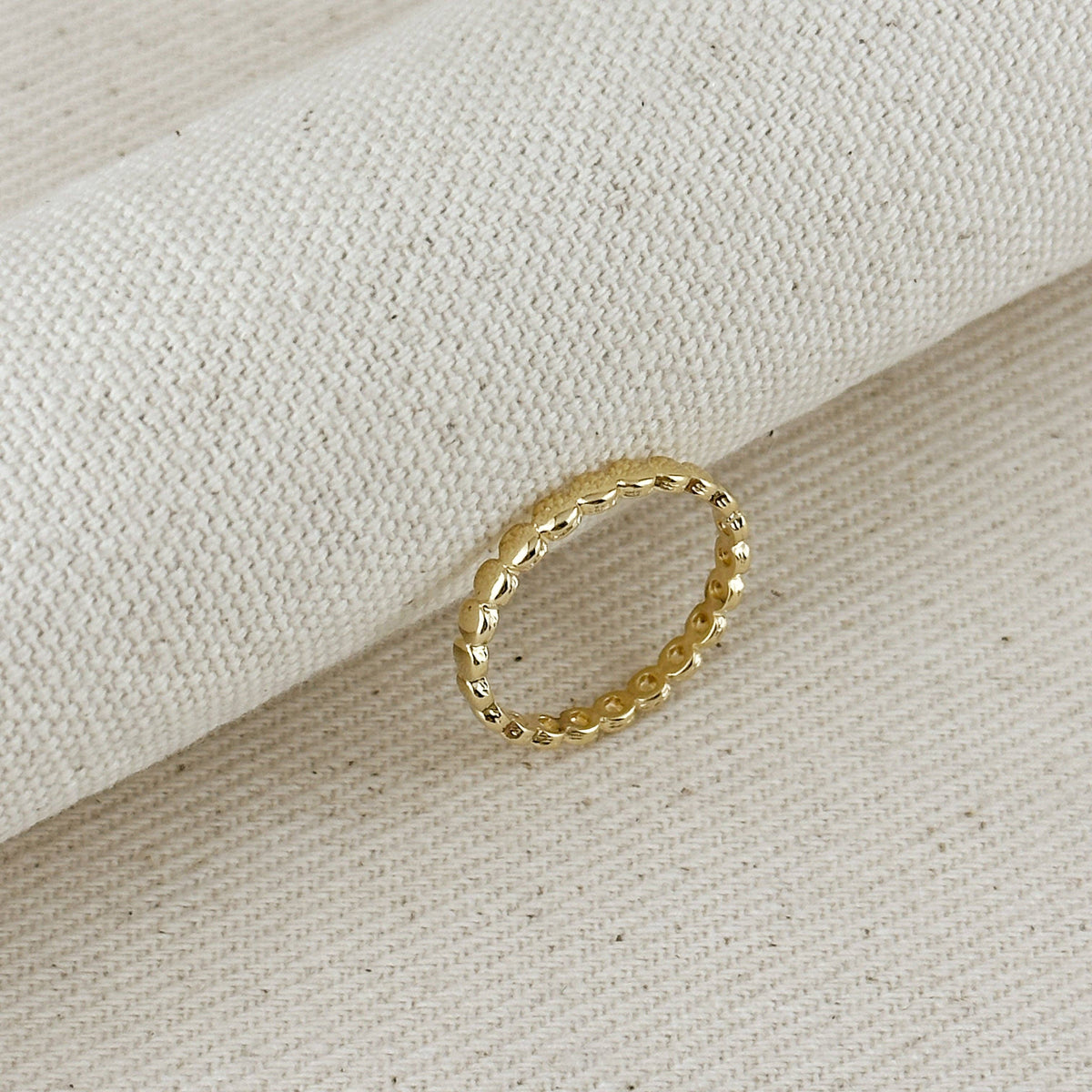 Flat Beaded Band Ring Gold Filled