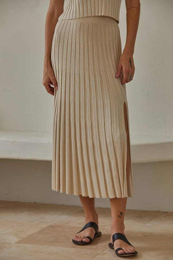 Milo Knit Sweater Ribbed Midi Skirt