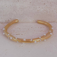 Pearls Bangle Bracelet Gold Plated