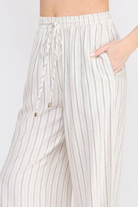 Brady Striped Elastic Tie Waist Pants