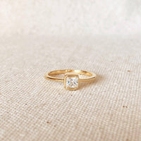 Square Solitaire Ring Gold Filled