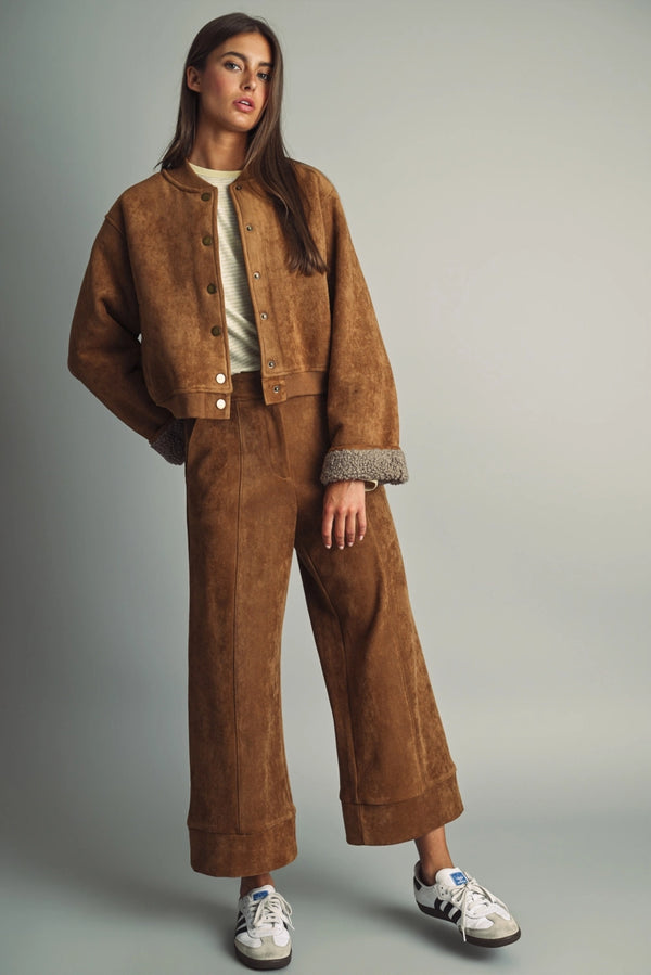 Suede Wide Leg Pants