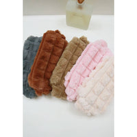 Faux Fur Quilted Cosmetic Pouch