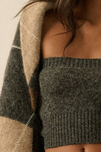 Argyle Jacquard-Knit Shrug Cardigan