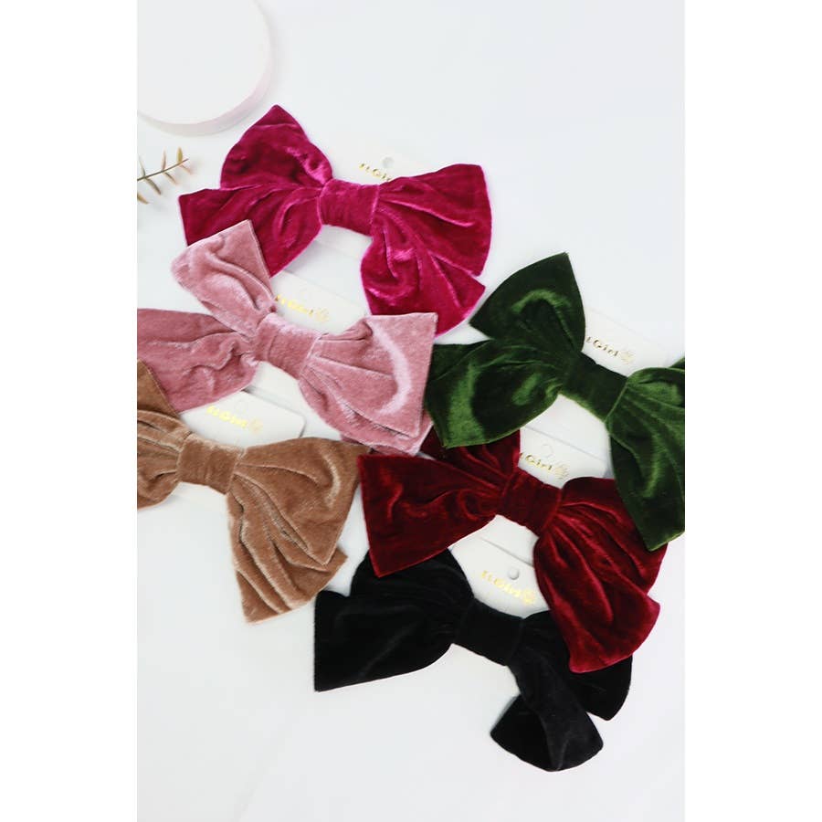 Large Velvet Bow Clips