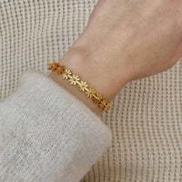 Flowers Bangle Bracelet Gold Filled