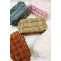 Faux Fur Quilted Cosmetic Pouch