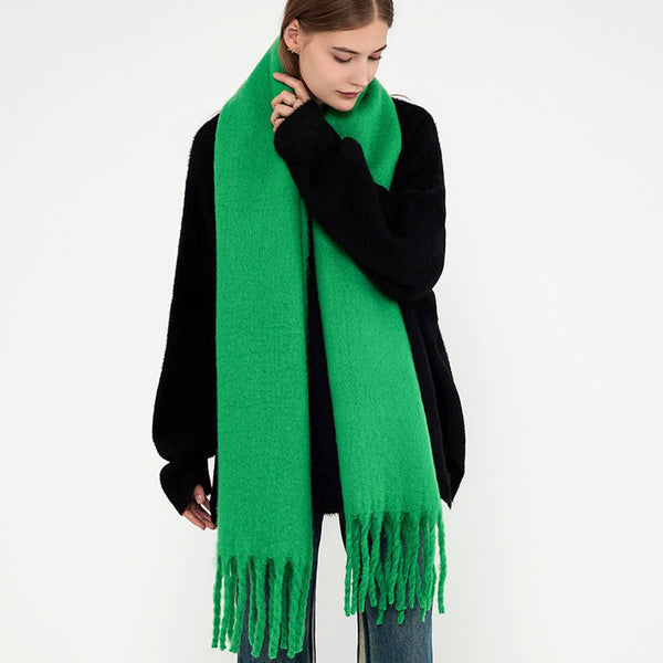 Warm Mohair Winter Scarf - Green