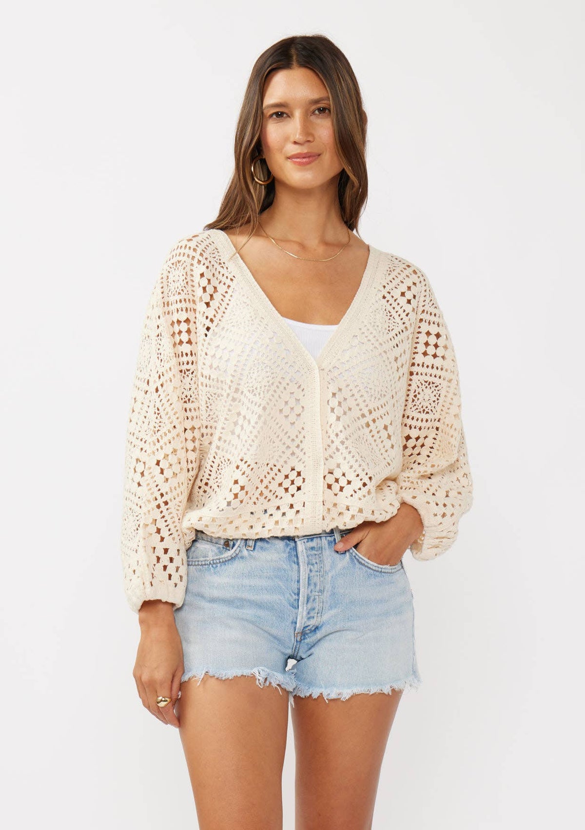 Jessa Crochet Sweater | Surplice Crochet Knit Sweater for Women