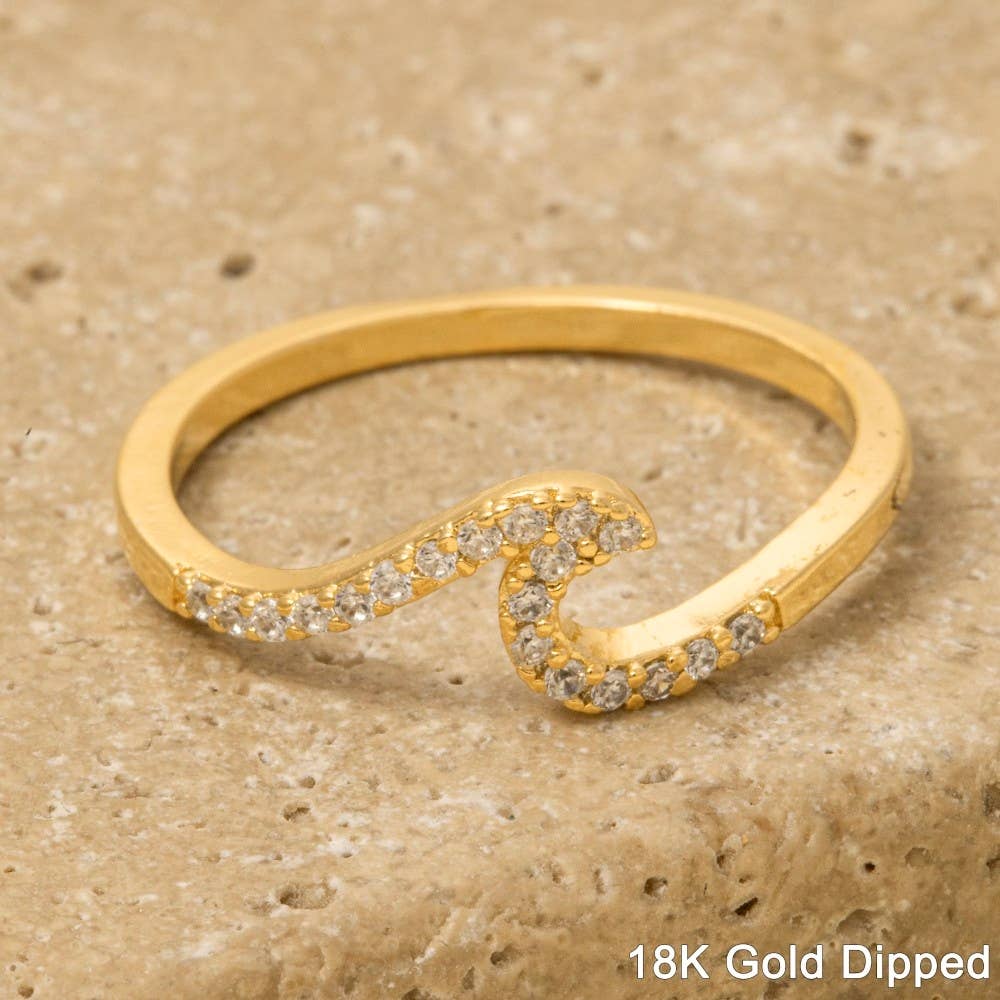 Delicate Studded Wave Ring