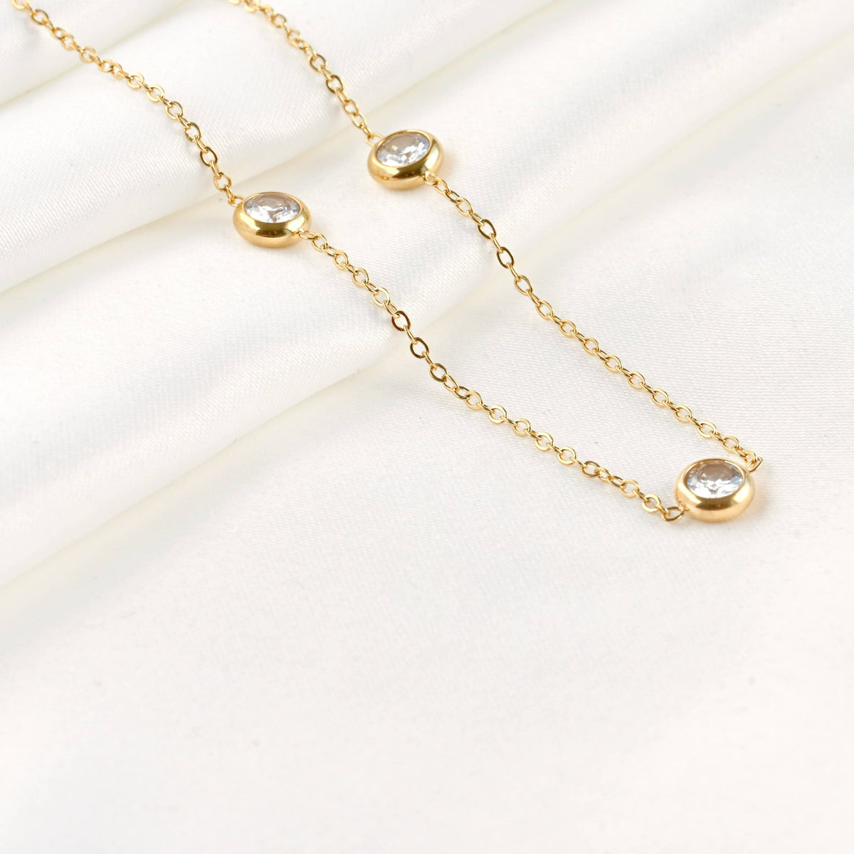 Dimond Bezel Station Necklace