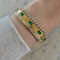 Clear Glass Bangle Gold Plated