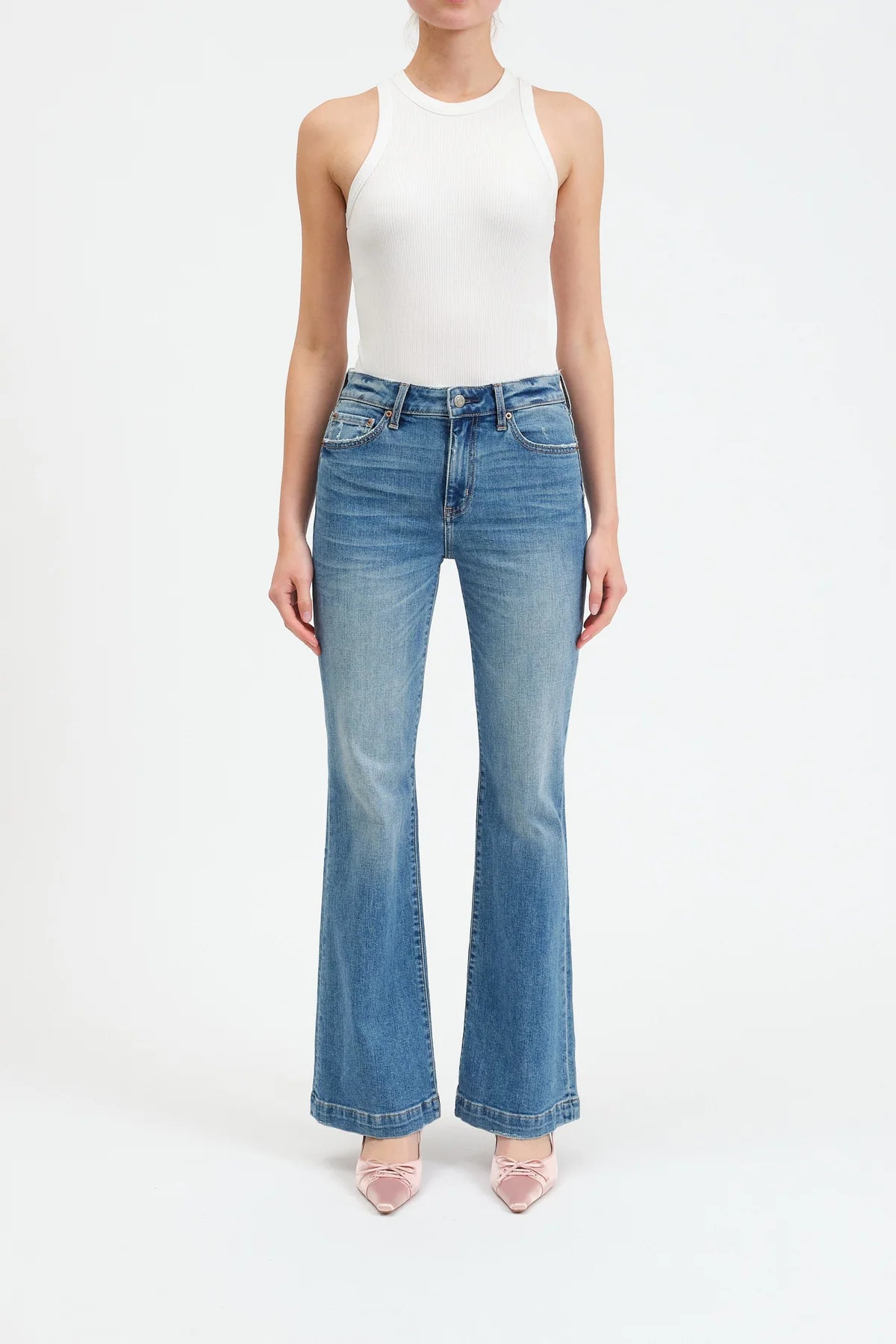 Heartbreaker Mid Rise Flare Jeans-Text Me