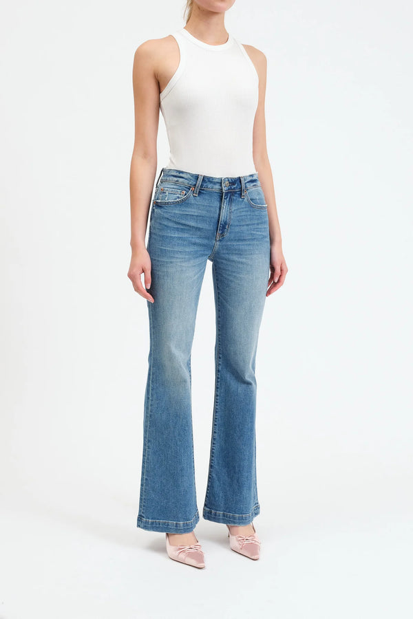 Heartbreaker Mid Rise Flare Jeans-Text Me