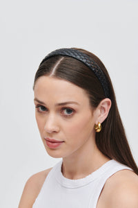 Embossed Woven Vegan Leather Headband