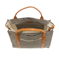 Toni Canvas Tote-Black/White Stripe