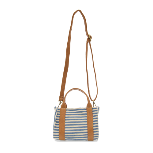 Sadie Mini Canvas Tote-Blue/White Striped