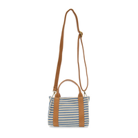 Sadie Mini Canvas Tote-Blue/White Striped